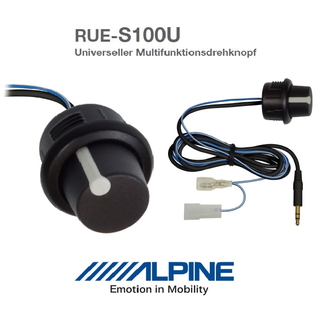 Alpine RUE-S100U Universeller Multifunktionsdrehknopf kabelgebundene Fernbedienung für Alpine Radios ohne Lenkradfernbedienung