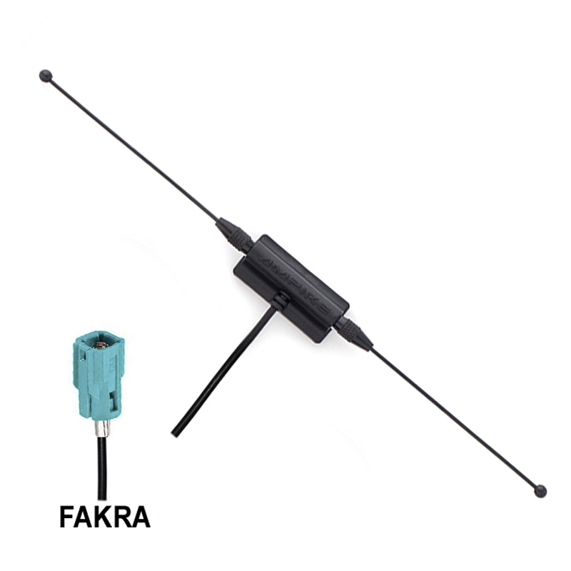 AMPIRE ANT400 DAB+, DVB-T2 Aktiv-Antenne mit 20dB Verstärkung, FAKRA-Buchse, Plug & Play Fensterklebeantenne 5m Kabellänge für Auto, KFZ, Wohnmobile, LKW