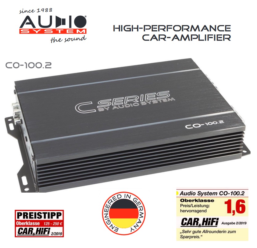  Audio System CO-100.2 2-Kanal A/B Verstärker CO-SERIES 320 Watt RMS Endstufe