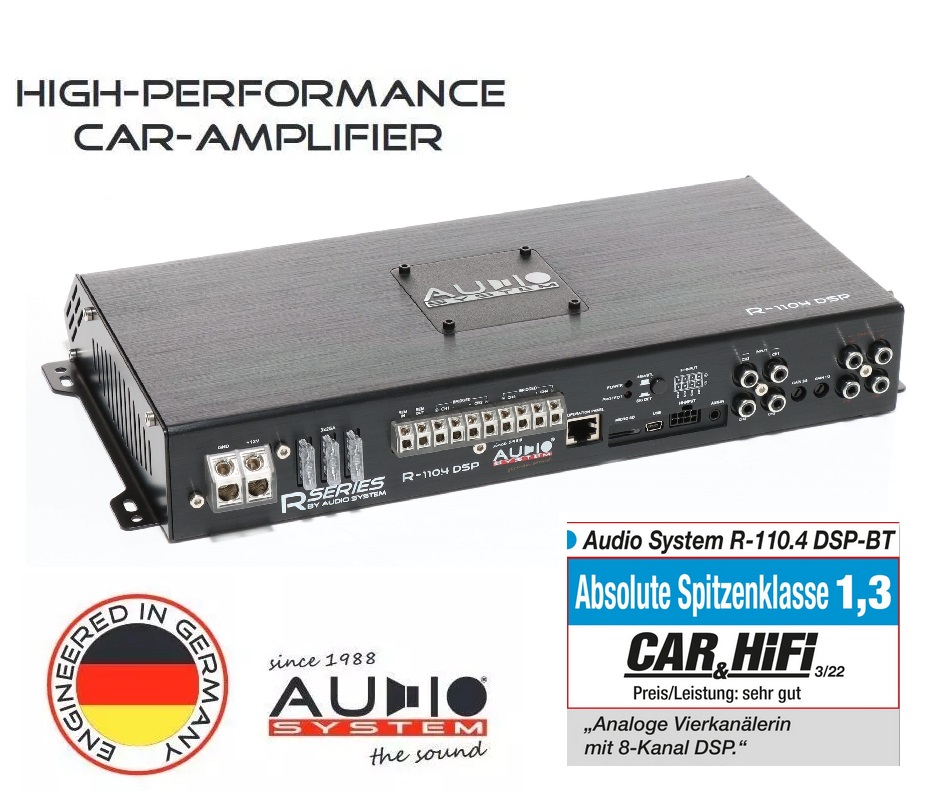 Audio System R-110.4 DSP-BT 4-Kanal DSP Verstärker mit 8-Kanal DSP und BT