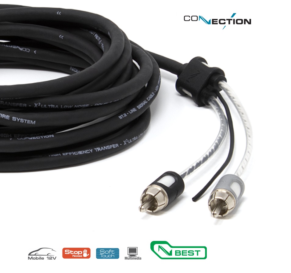 Connection Audison BT2 100.2 2-Kanal Hochwertiges Cinchkabel 1 m, RCA Cinch