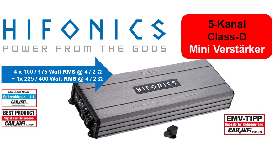 Hifonics ZXS1100/5 Class D Digital 5-Kanal Compact Verstärker 1100 Watt RMS   
