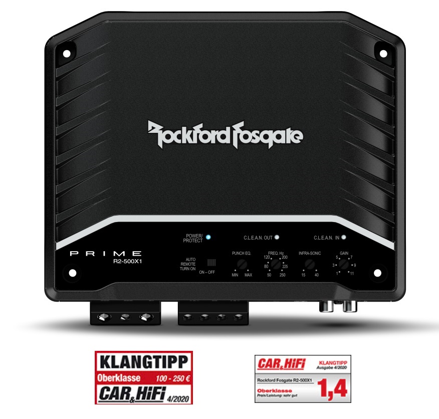 Rockford Fosgate R2-500X1 Prime R2-Series 1-Kanal Mono digital Verstärker 500 Watt RMS Class-D Amplifier mit Bass Remote   