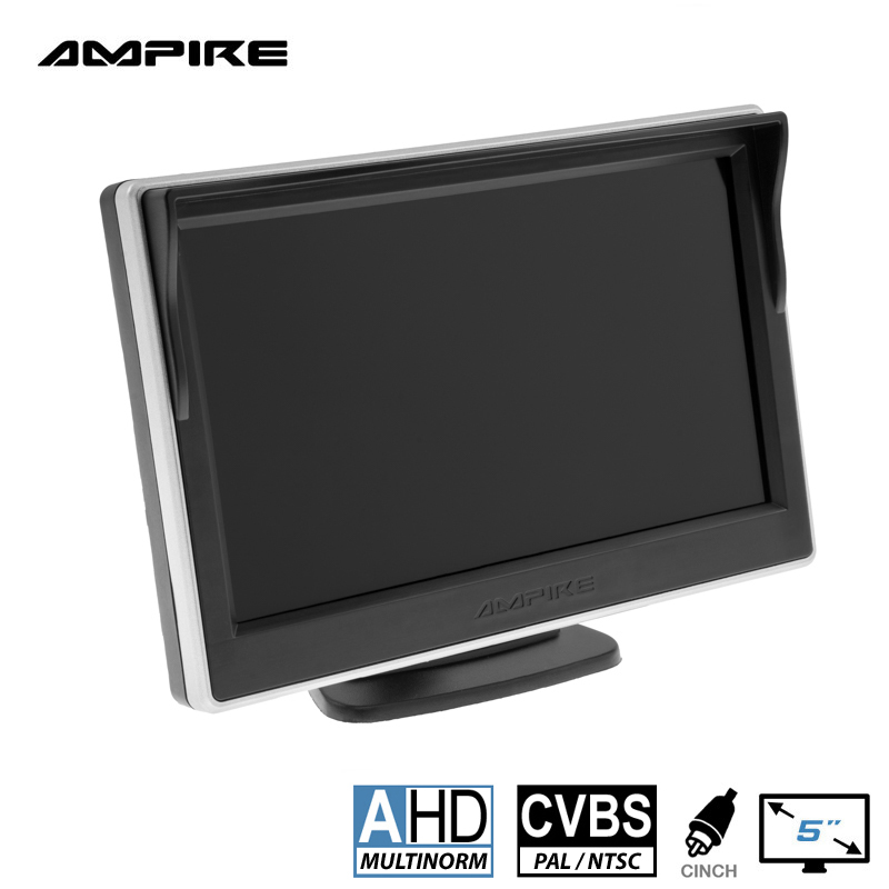 AMPIRE RVA051 TFT Monitor 12.7cm (5"), 2 Videoeingänge (AHD/CVBS) Klebe/Saugnapfhalter   