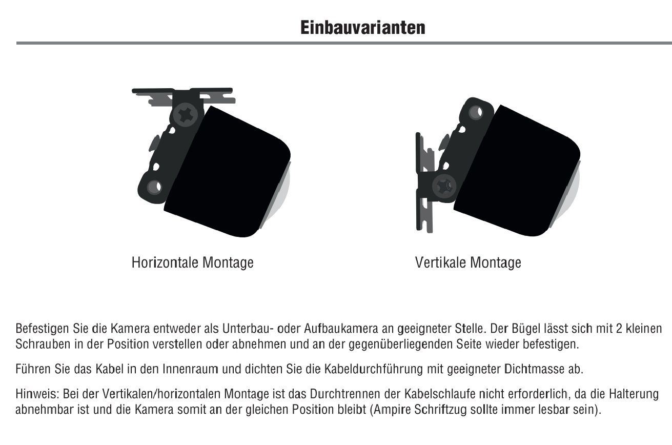 AMPIRE KCA702 Mini Rückfahrkamera (AHD), 150° Miniatur Weitwinkel ...